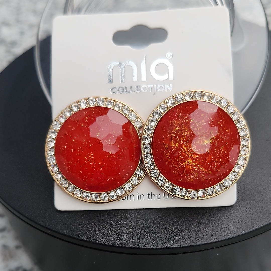 Mia Collection Red And Gold Sparkle Earrings